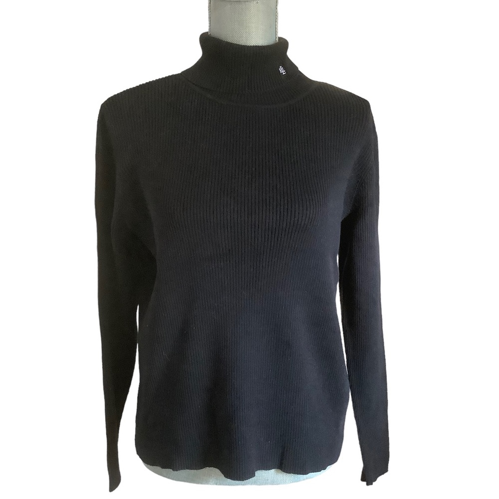 Y2K 90s Ralph Lauren Ribbed Turtleneck Black Sweater